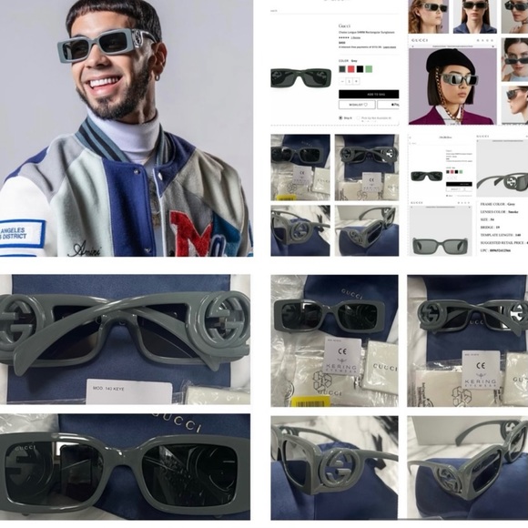 GUCCI RECTANGLE FRAME WITH BOLD GG ON 2025 FALL FASHION FAV PICKLE GREEN FRAMES - Picture 15 of 16